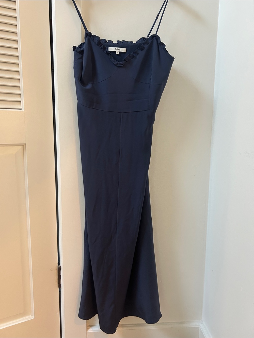 Tibi navy blue spaghetti-strap dress